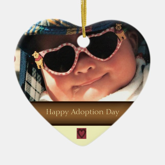Ornement heureux de photo de jour d'adoption (Devant)