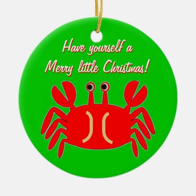 Ornement heureux de salutation de Noël de crabe (Devant)