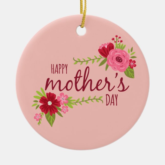 Ornement heureux floral élégant du jour de mère | (Devant)