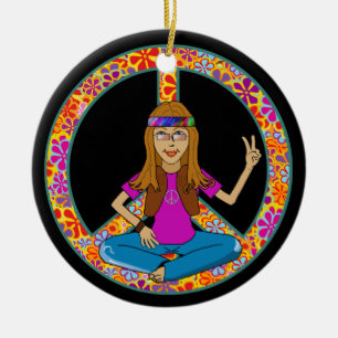 Ornement hippie de signe de paix de poussin