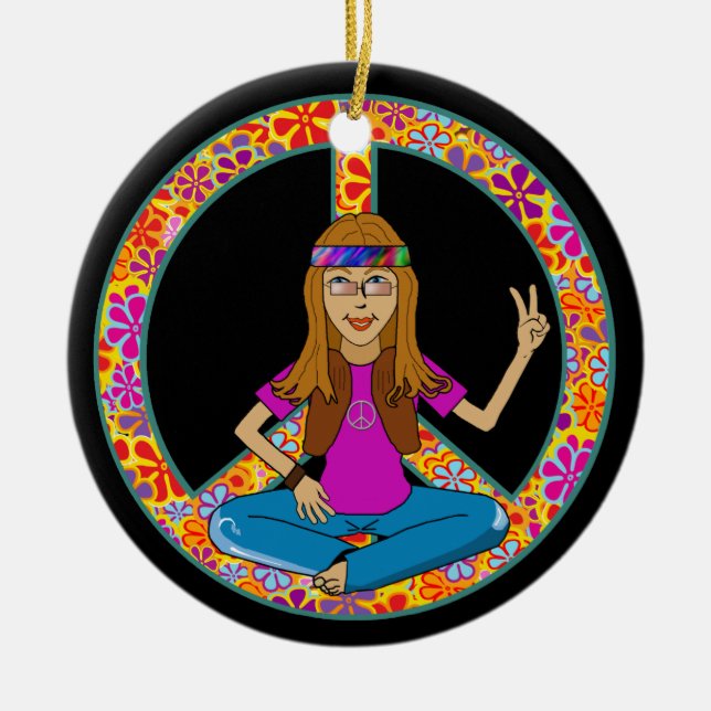 Ornement hippie de signe de paix de poussin (Devant)