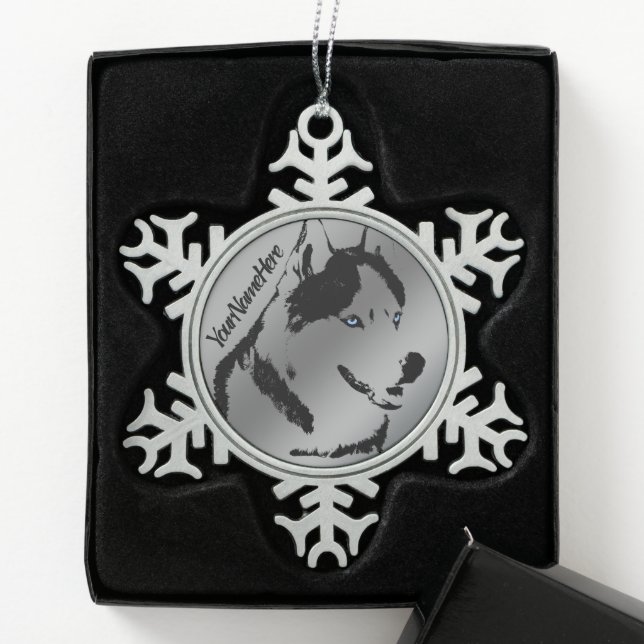 Ornement Husky Sibérie Husky Décor de vacances (Boîte)