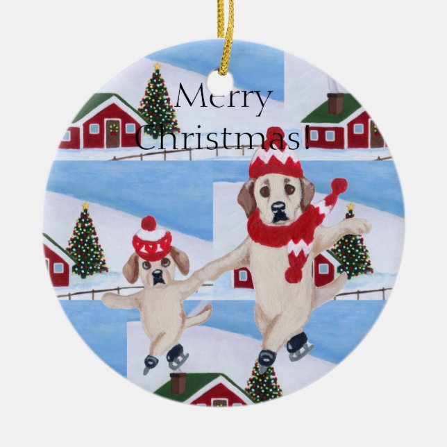 Ornement jaune de Labrador de Noël (Devant)
