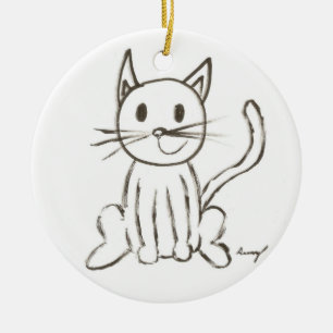 Ornement Kitty Peint - Bleu