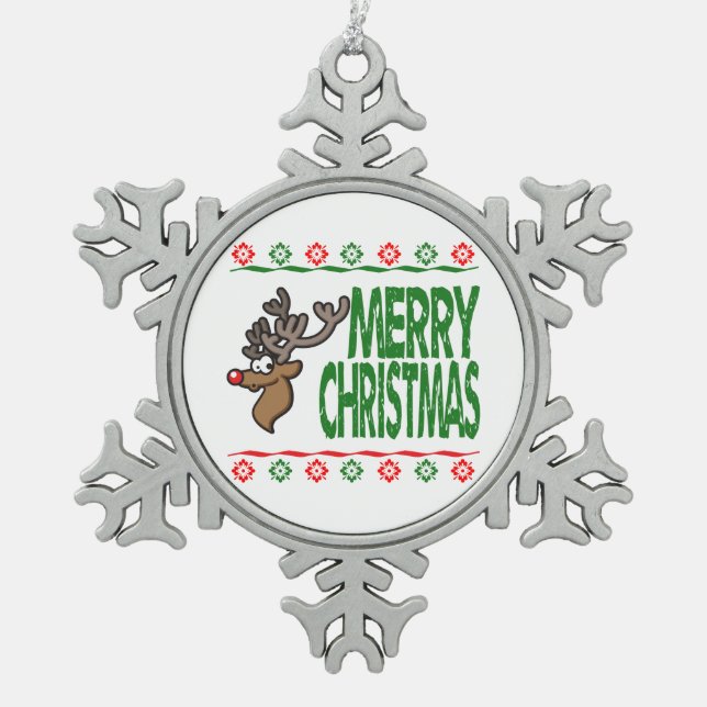 Ornement laid de chandail de Joyeux Noël de cerfs (Devant)