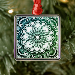 Ornement Mandala vert et bleu Sharpie