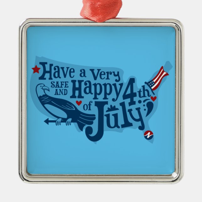 Ornement Métallique 4 juillet Sûr Et Heureux (Devant)