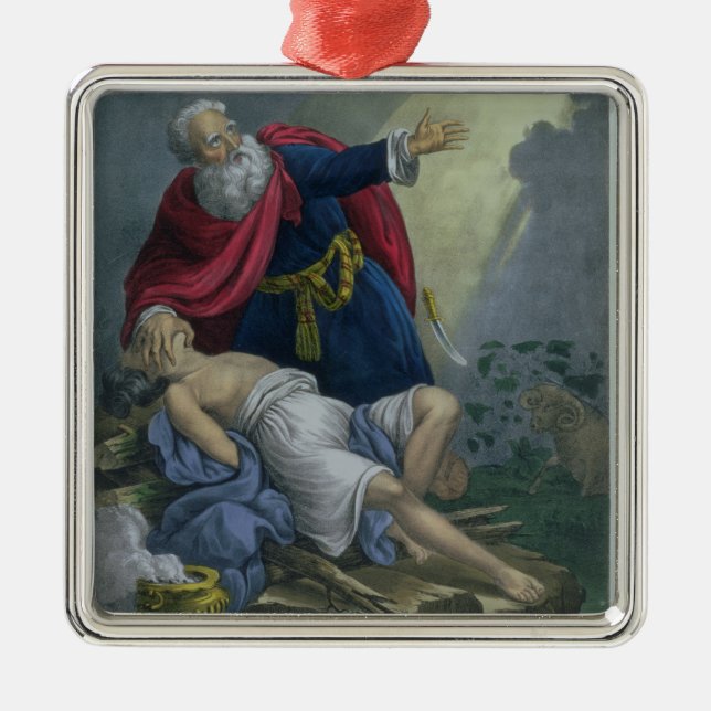Ornement Métallique Abraham offrant vers le haut de son fils Isaac, (Devant)