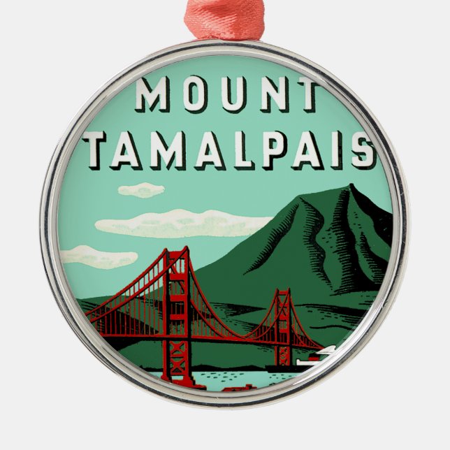 Ornement Métallique Affiche de voyage du mont Tamalpais (Devant)