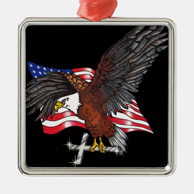 Ornement Métallique Aigle américain avec croix (Devant)