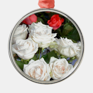 Ornement Métallique Ameublement floral rose rouge et blanc