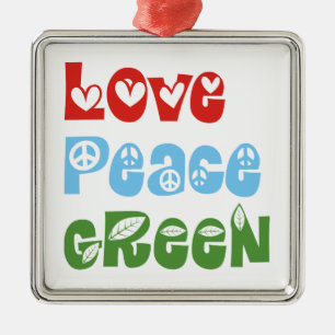 Ornement Métallique Amour, Paix, Décor personnalisé vert