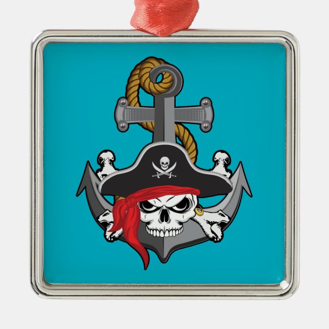 Ornement Métallique Ancre du crâne pirate (Devant)