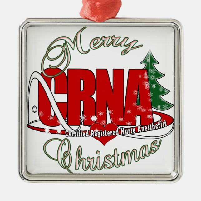 Ornement Métallique Anesthésiste d'infirmière de JOYEUX NOËL de CRNA (Devant)