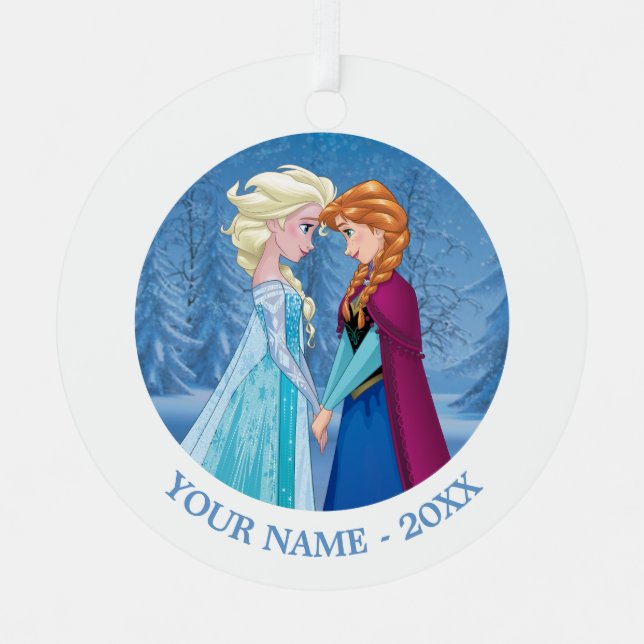 Ornement Métallique Anna et Elsa congelées de Disney | Faire face les  (Recto)