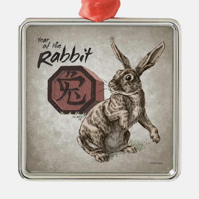 Ornement Métallique Année du lapin Zodiac chinois Art (Devant)