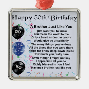 Ornement Métallique Anniversaire de poème de frère cinquantième