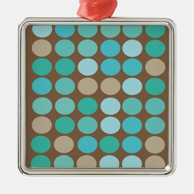 Ornement Métallique Aqua Blue Teal & Brown Dots Pattern (Devant)