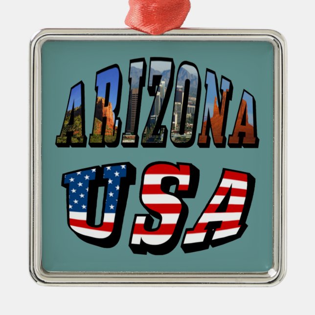 Ornement Métallique Arizona Picture et USA Flag Text (Devant)
