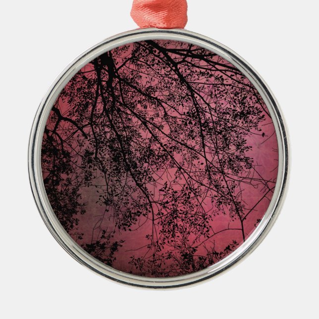 Ornement Métallique Arrière - plan rouge des branches d'arbre (Devant)