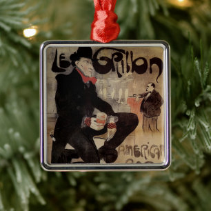 Ornement Métallique Art Nouveau vintage Le Grillon, homme buvant de la