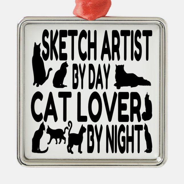 Ornement Métallique Artiste Amoureux des chats (Devant)