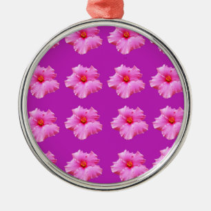 Ornement Métallique Baisers À Hibiscus Magenta Et Rose