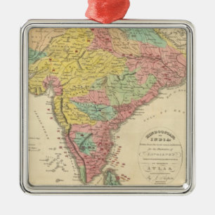 Ornement Métallique Batailles de l'Inde et carte de Seiges Chonology