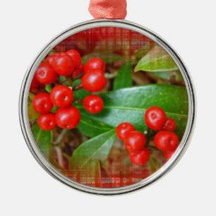 Ornement Métallique Berries à sucettes de miel sur tissu de coton