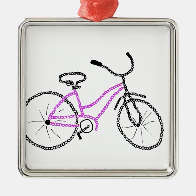 Ornement Métallique Bicyclette rose (Devant)