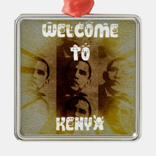Ornement Métallique Bienvenue au Kenya avec Obama Collage