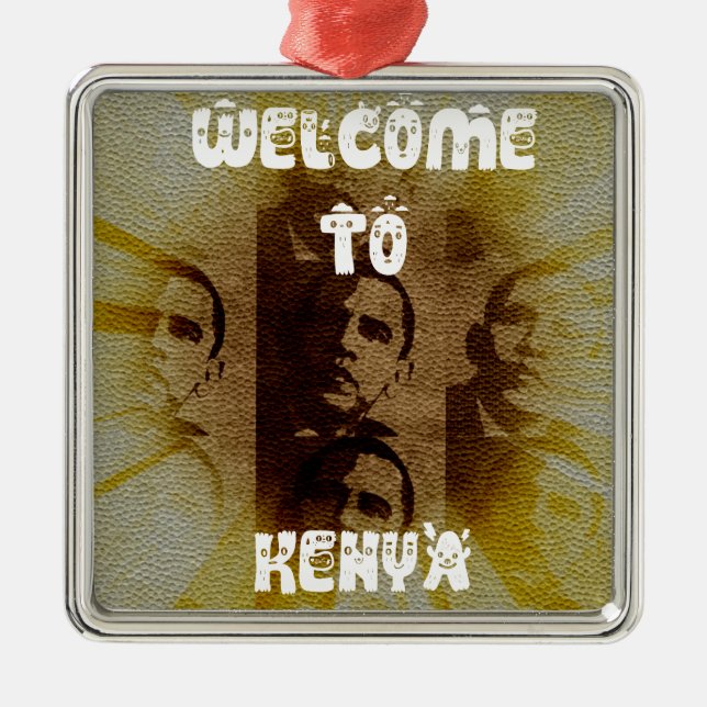 Ornement Métallique Bienvenue au Kenya avec Obama Collage (Devant)