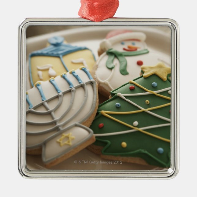 Ornement Métallique Biscuits de Noël et de Hanoukka de plat, (Devant)