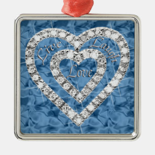 Ornement Métallique Blue Carré Live Lauve Love Diamond Heart Ornament