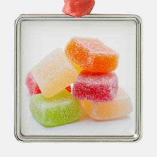 Ornement Métallique Bonbons carrés gommeux colorés