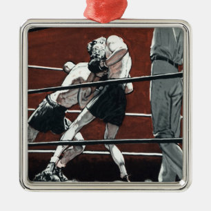Ornement Métallique Boxe de sports vintages, Boxers combattent dans la