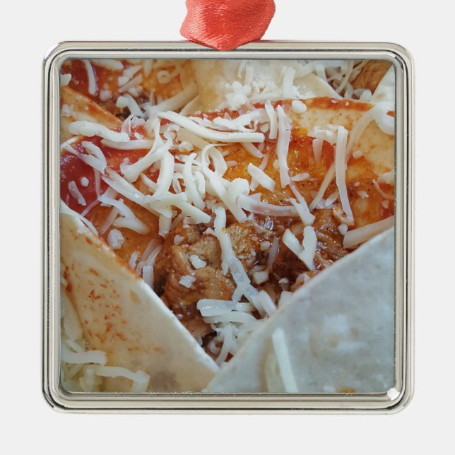 Ornement Métallique Burrito Cheese Funny Arrière - plan alimentaire (Devant)