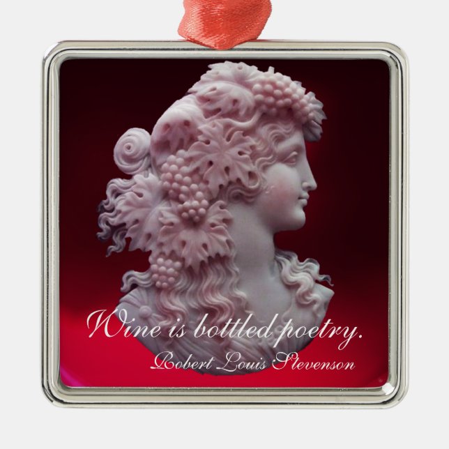 ORNEMENT MÉTALLIQUE CAMEO ANTIQUE, DAME AUX CITES DE VIN DE RAISON (Devant)