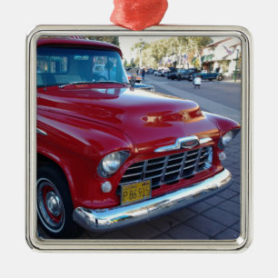 Ornement Métallique Camion de collecte classique de Chevy de rouge de