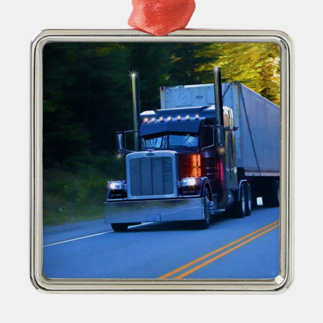 Ornement Métallique Camions, Big Rig Cargo Truck Art (Devant)