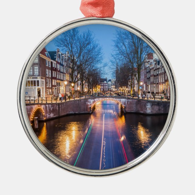 Ornement Métallique Canaux d'Amsterdam la nuit (Devant)