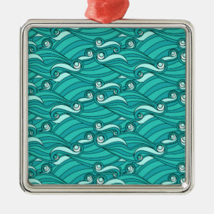 Ornement Métallique Caniche bleu rétro surf art