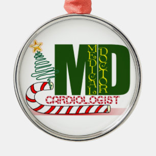 ORNEMENT MÉTALLIQUE CARDIOLOGUE MÉDECIN DU COEUR CHRISTMAS MERRY