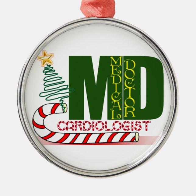 ORNEMENT MÉTALLIQUE CARDIOLOGUE MÉDECIN DU COEUR CHRISTMAS MERRY (Devant)