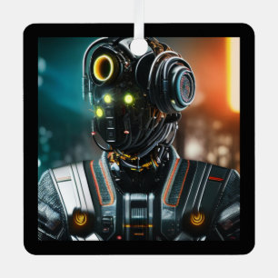 Ornement métallique carré Robot 3