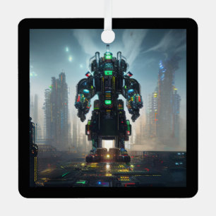 Ornement métallique carré Robot 4