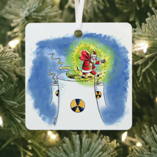 Ornement métallique carré Santa Claus nucléarisé