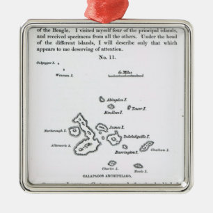 Ornement Métallique Carte de l'archipel de Galapagos, 1844