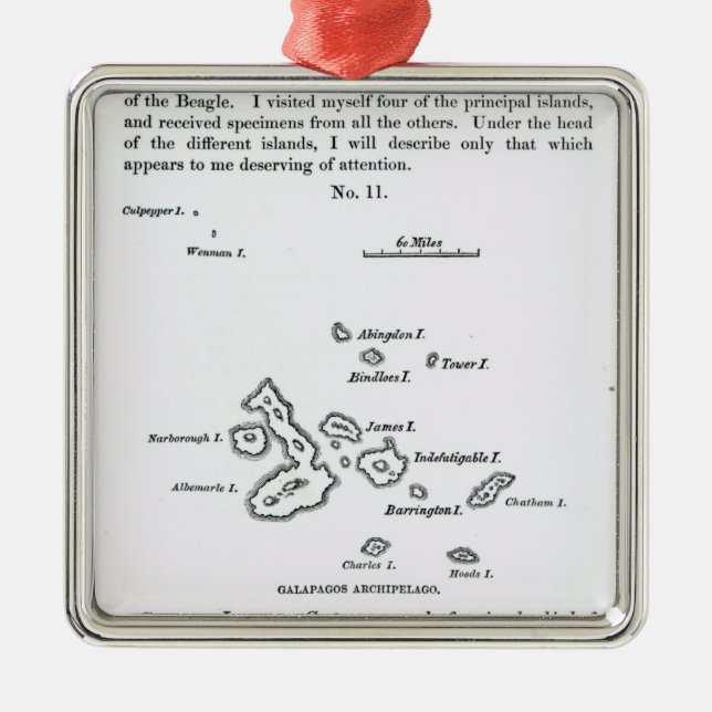 Ornement Métallique Carte de l'archipel de Galapagos, 1844 (Devant)