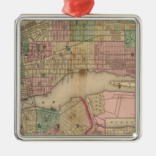 Ornement Métallique Carte de New York, Brooklyn par Mitchell (Devant)